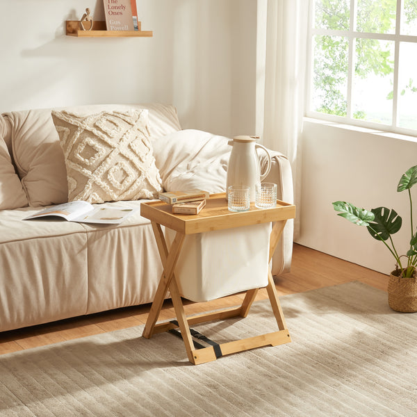 Table de pique-nique Hattfjelldal 53x48x32cm Bambou [en.casa]