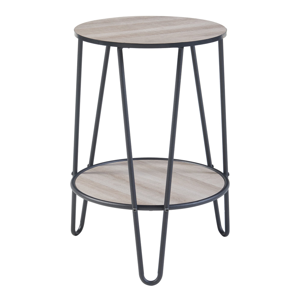 Beistelltisch Ylöjärvi mit 2 Ablagen Schwarz/Eiche - Optik [en.casa] - premiumXL