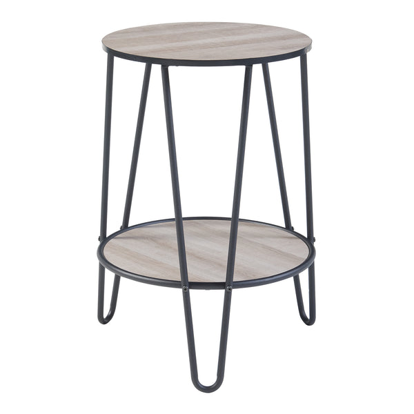 Table d'appoint Ylöjärvi avec 2 étagères Noir/Aspect chêne [en.casa]