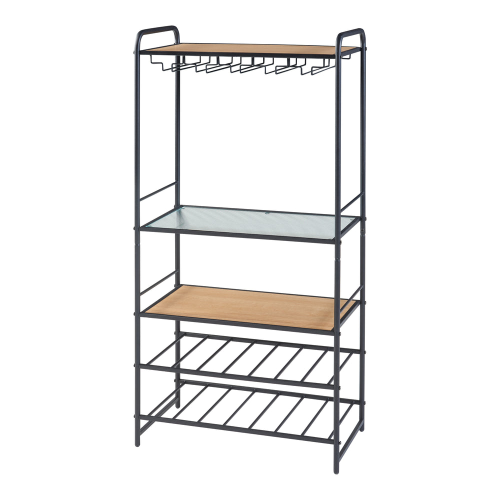 Casier à vin Hustadvika 120x61x33cm Noir/Chêne [en.casa] - premiumXL