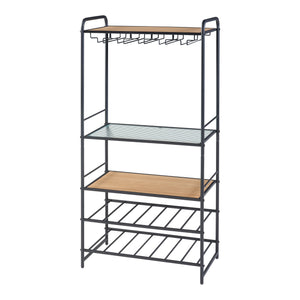Étagère à vin Hustadvika 120x61x33cm Noir/Chêne [en.casa]