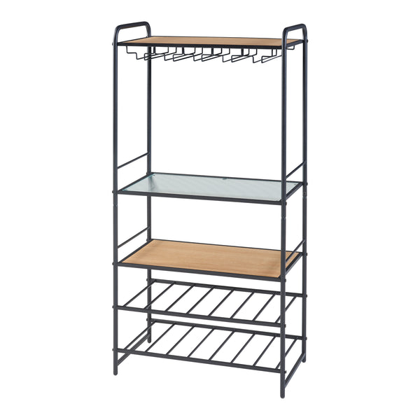 Étagère à vin Hustadvika 120x61x33cm Noir/Chêne [en.casa]
