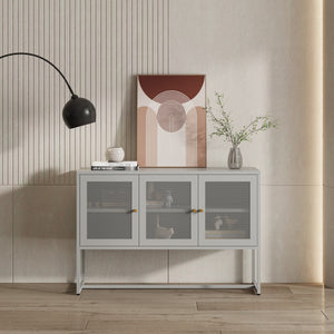 Buffet Sund avec 3 portes Acier Gris [en.casa]