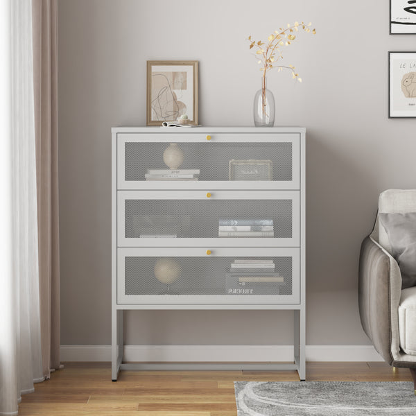 Commode Sund acier 105 x 80 x 40 cm gris [en.casa]