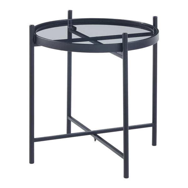 Table d'appoint Lier avec plateau en verre noir [en.casa]