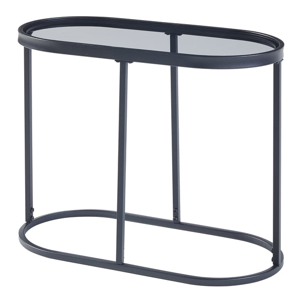 Table d'appoint Luleå avec plateau en verre Noir [en.casa]
