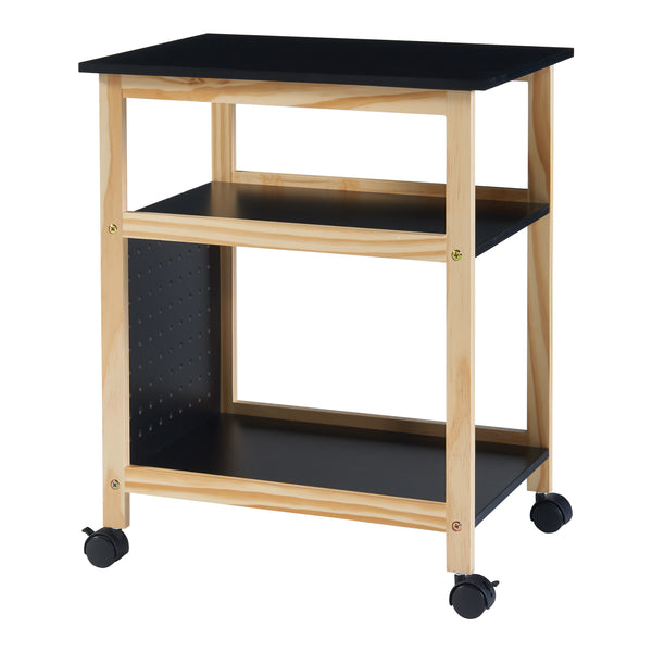 Chariot Dønna 61x51x36cm Noir/Couleur bois [en.casa]