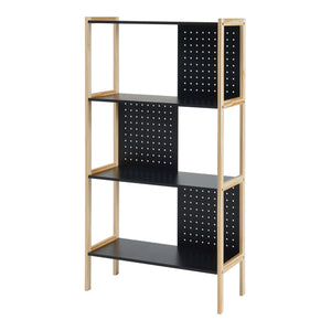 Bibliothèque Dønna à 3 niveaux MDF 120 x 63 x 28 cm noir effet bois [en.casa]