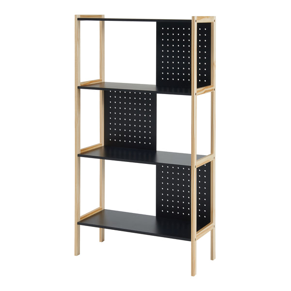 Bibliothèque Dønna à 3 niveaux MDF 120 x 63 x 28 cm noir effet bois [en.casa]