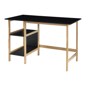 Bureau Dønna avec 2 étagères 120 x 60 x 75 cm noir effet bois [en.casa]