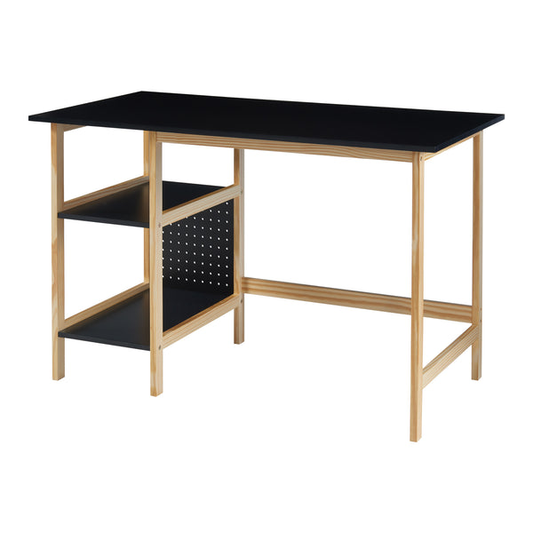Bureau Dønna avec 2 étagères 120 x 60 x 75 cm noir effet bois [en.casa]