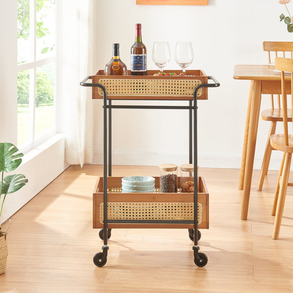 Chariot de service Tervola 81x61x39 cm aspect rotin [en.casa]