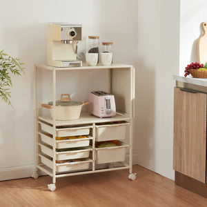 Chariot Sørfold avec caisses 100x37x85cm Blanc [en.casa]