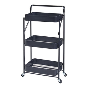 Chariot roulant Vörå à 3 niveaux 88x45x30cm Noir [en.casa]