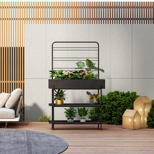 Support de plantes d'extérieur Aalsmeer Métal 154x96x24 cm Noir [casa.pro]