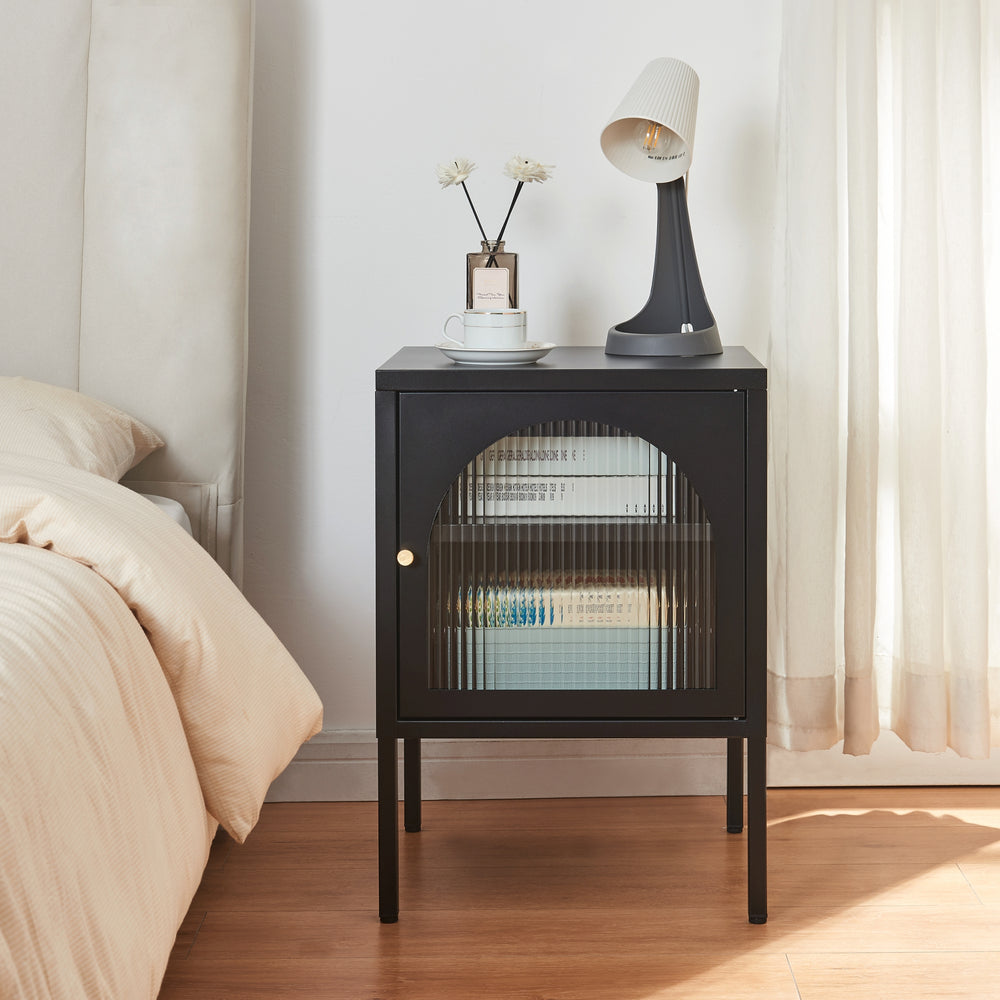 Nachtschrank Karlskrona 60x42,5x40 cm Schwarz, matt [en.casa] - premiumXL