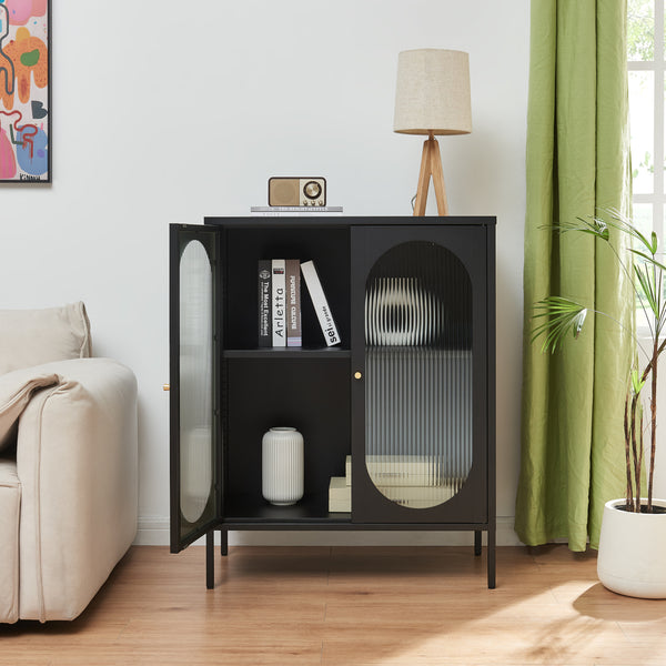 Buffet Karlskrona 102x80x40 cm Noir mat [en.casa]