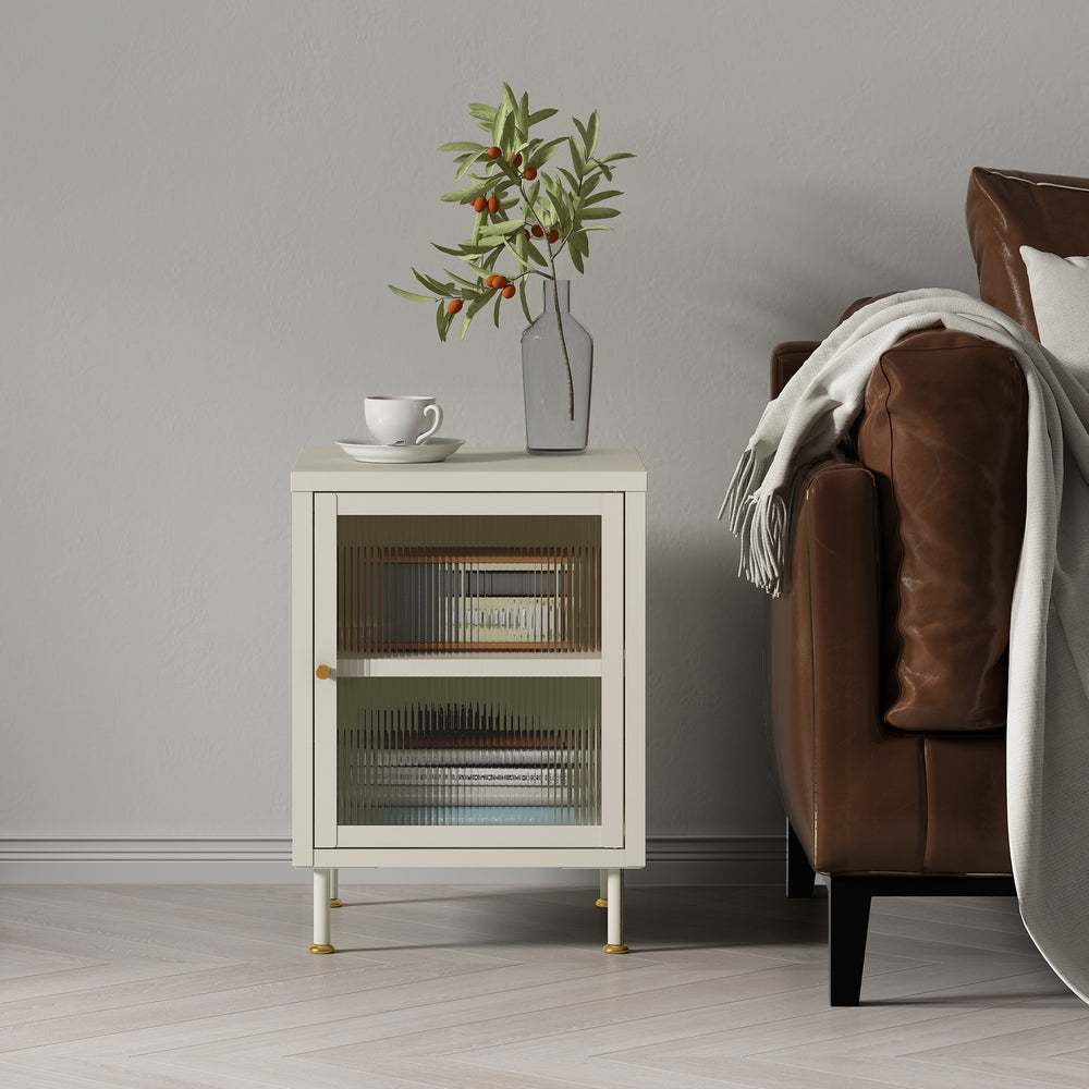 Armoire d’appoint Lindau 56x40x40 cm crème [en.casa] - premiumXL