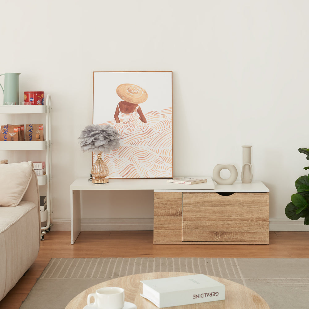 Beistelltisch Österåker 100x47,5x40 cm Holzoptik/Weiß [en.casa] - premiumXL