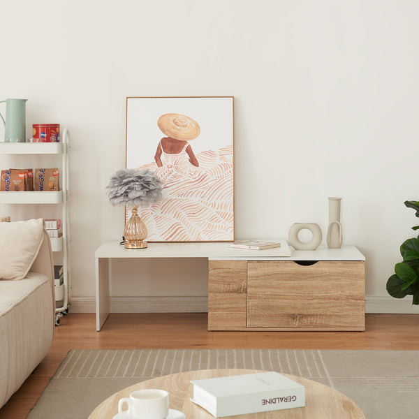 Table d'appoint Österåker 100x47,5x40 cm aspect bois/blanc [en.casa]