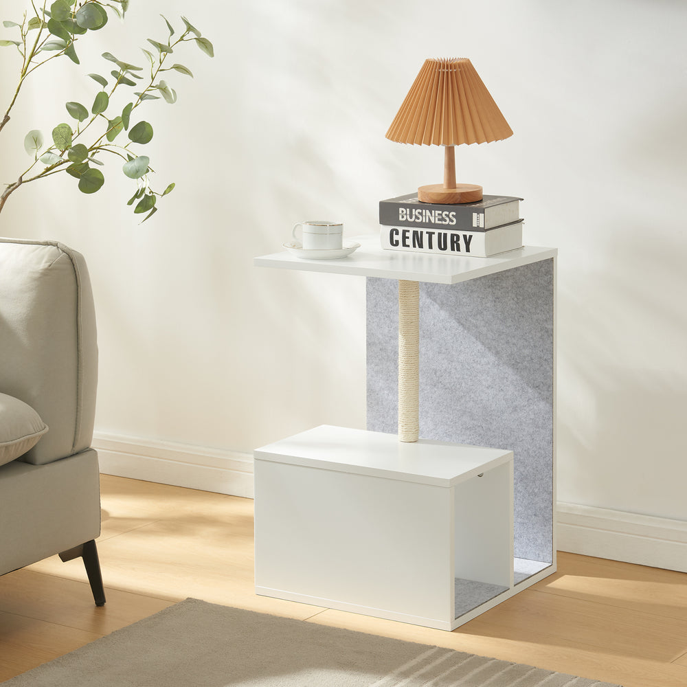 Beistelltisch mit Kratzsäule Masfjorden Weiß [en.casa] - premiumXL