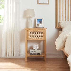 Table de chevet Leirfjord 60x40x35 cm Bambou Naturel [en.casa]