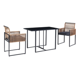 Ensemble de meubles de jardin Accadia 3 pièces Noir/Marron [casa.pro]