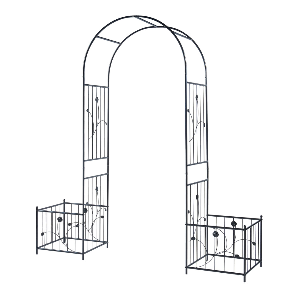 Arche de rose Barisciano avec 2 jardinières Noir [casa.pro]