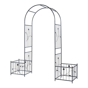 Arche de rose Barisciano avec 2 jardinières Noir [casa.pro]