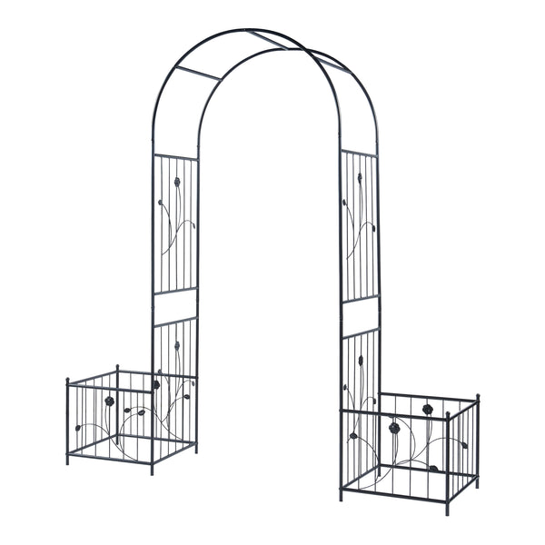 Arche de rose Barisciano avec 2 jardinières Noir [casa.pro]