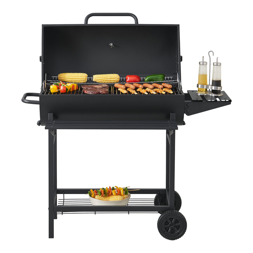 Chariot de barbecue Armento 95x108x61cm Noir [casa.pro]