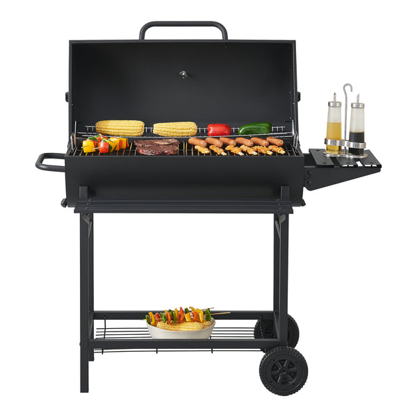 Chariot de barbecue Armento 95x108x61cm Noir [casa.pro]