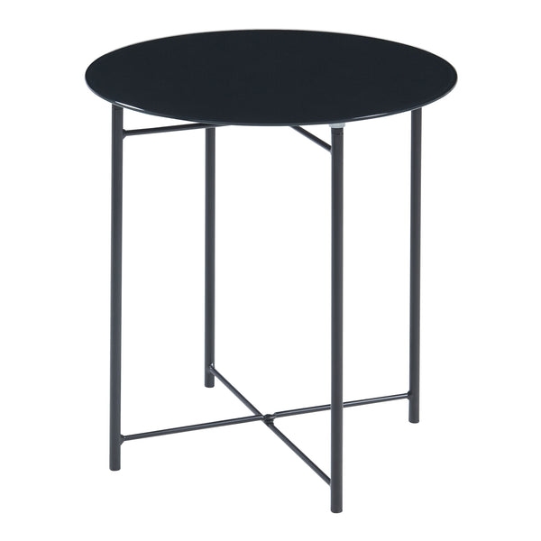 Table d'appoint Ödeshög avec plateau en verre 45xØ42cm Noir [en.casa]
