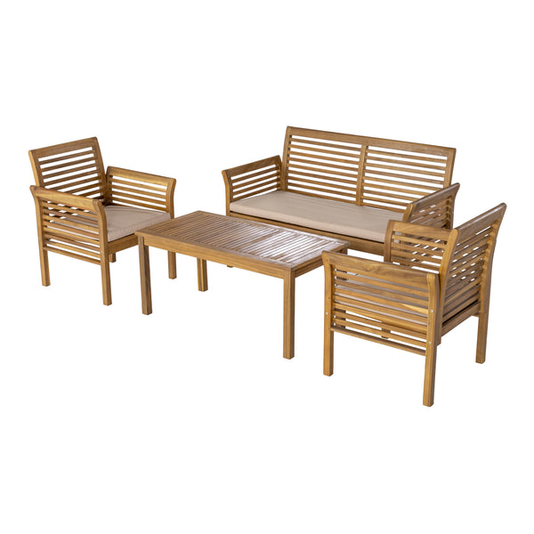 Ensemble de mobilier de jardin Candela 4 pièces Bois d'acacia Couleur bois [casa.pro]