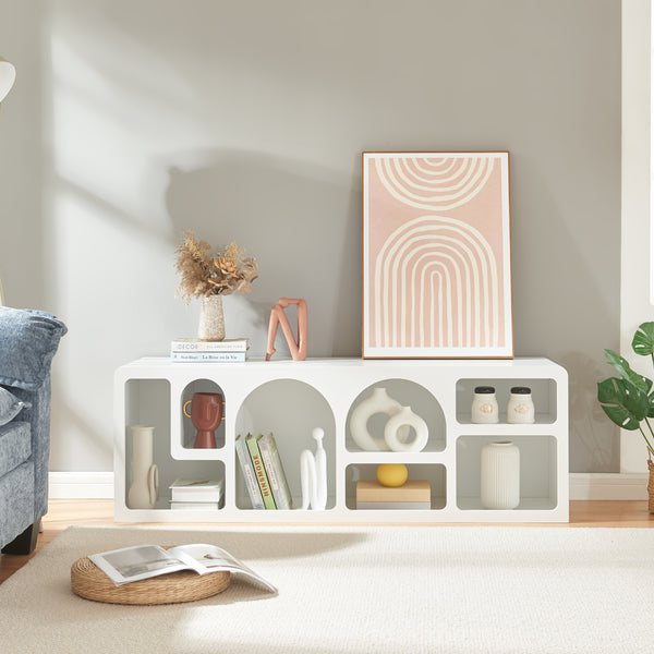 Table TV Vågå 140x40x48 cm Blanc [en.casa]