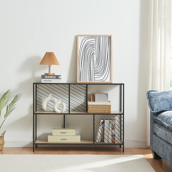 Console Övertorneå 100x30x75 cm Noir/Chêne [en.casa]