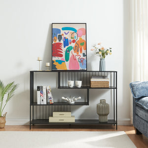 Table console Oxelösund 120 x 33 x 80 cm noir [en.casa]