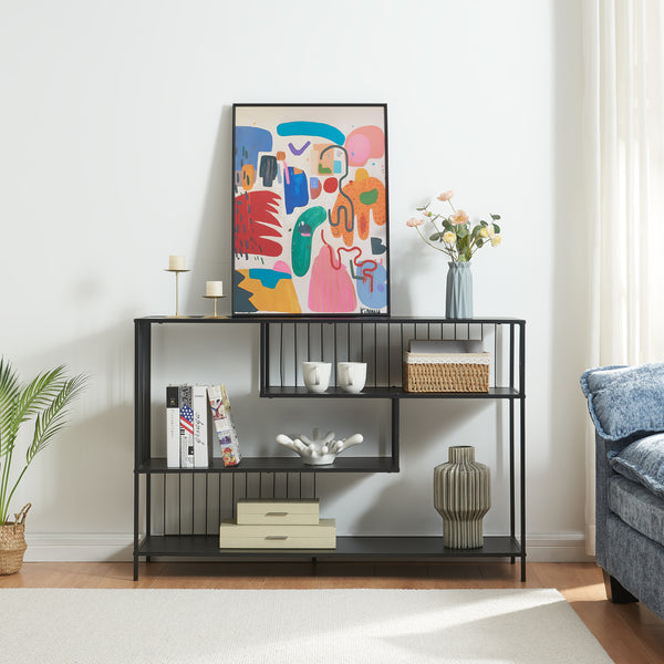 Table console Oxelösund 120 x 33 x 80 cm noir [en.casa]