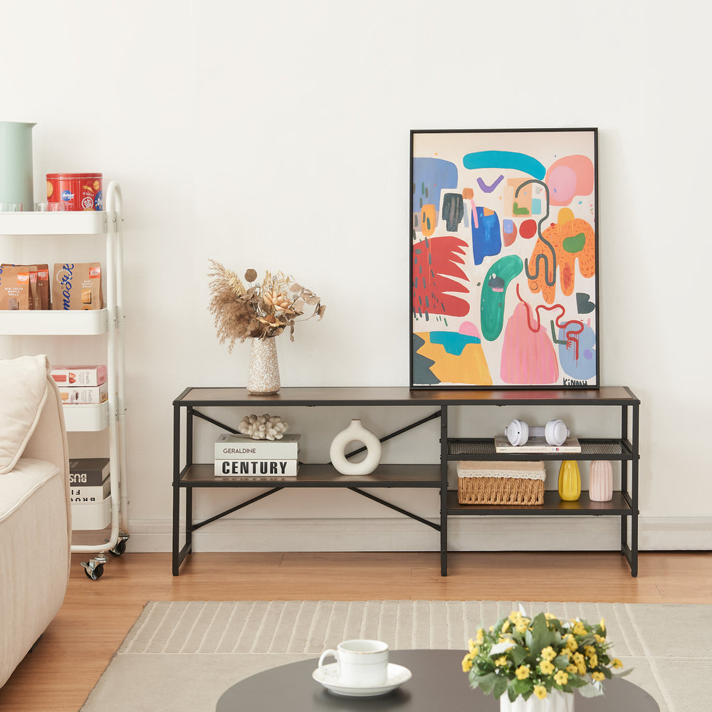 Fernsehtisch Västiarharg 120x30x46 cm Schwarz/Walnussoptik [en.casa] - premiumXL