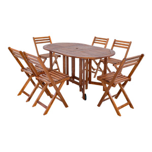 Ensemble de meubles de jardin 7 pièces Acerenza bois d'acacia naturel Certifié FSC® [en.casa]