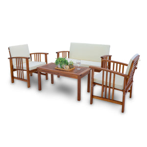 Ensemble de mobilier de jardin Brissogne 4 pièces en bois d'acacia certifié FSC® [en.casa]