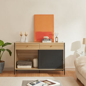 Meuble TV Tysnes 120x40x75 cm Chêne/Noir [en.casa]