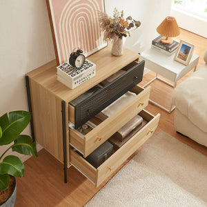 Commode Tysnes avec 3 tiroirs 80x80x40 cm Chêne/Noir [en.casa]