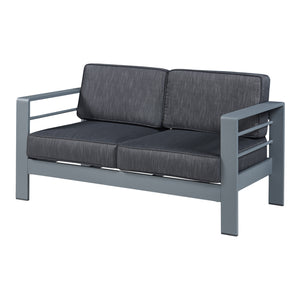 Canapé de jardin 2 places Avise 144 x 70 x 62 cm anthracite gris foncé casa.pro