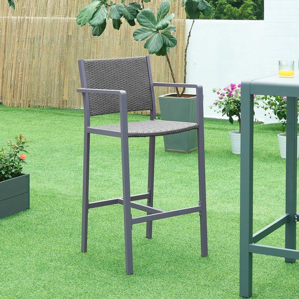Lot de 2 tabourets de bar pour extérieur Avise hauteur d'assise 75 cm anthracite gris foncé casa.pro