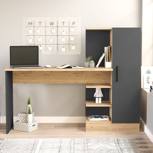 Bureau avec armoire Varhalo 120x153x40 cm aspect chêne/anthracite [en.casa]