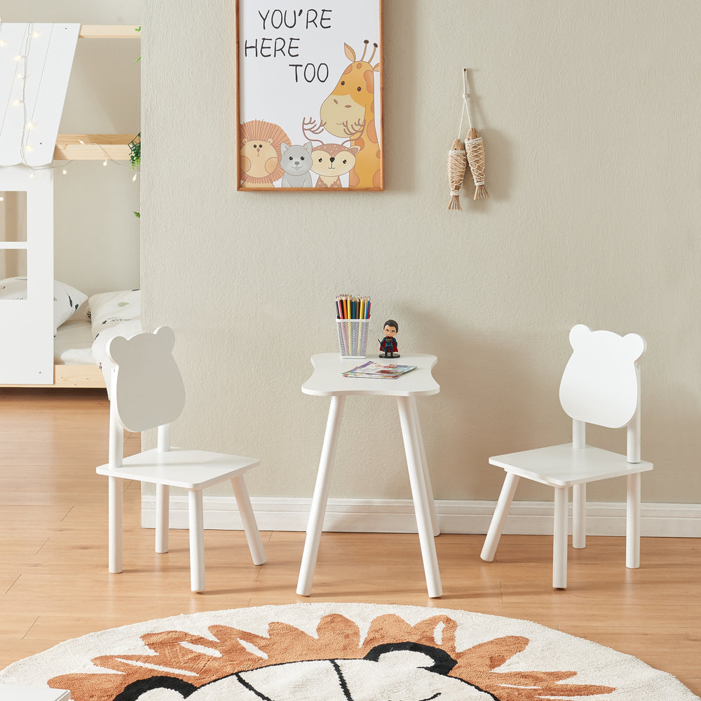 Groupe de sièges pour enfants Panjang avec ours en peluche - Design blanc [en.casa] - premiumXL