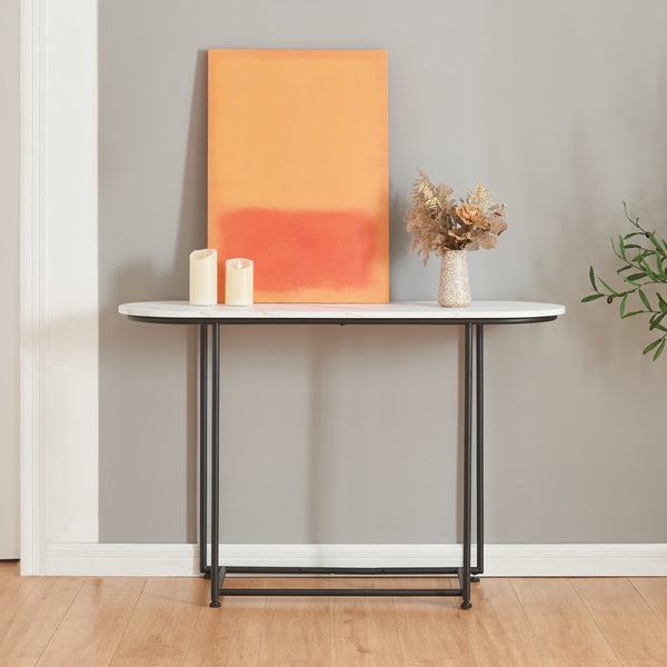 Console Nordfron 120x40x75 cm Marbre, blanc [en.casa]