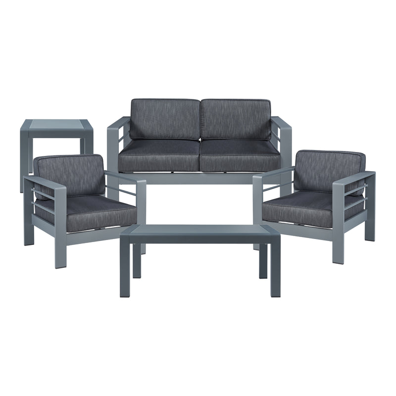 Croquis coté Salon de jardin 5 pièces Avise anthracite gris foncé casa.pro
