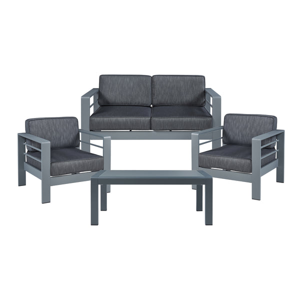 Salon de jardin 4 pièces Avise anthracite gris foncé casa.pro